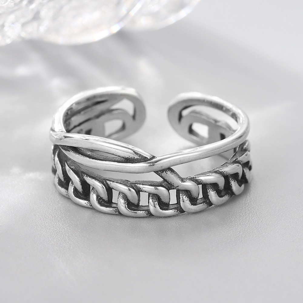 Silver chain ring, sterling silver ring, twisted ring, stacking ring silver